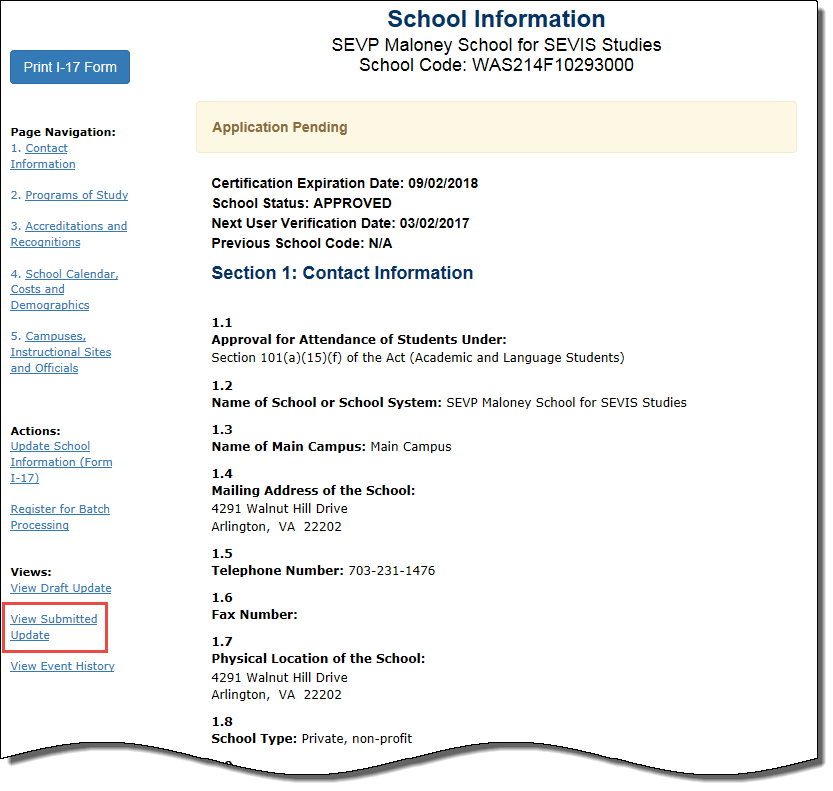 Form I-17 - View and Print | Study in the States